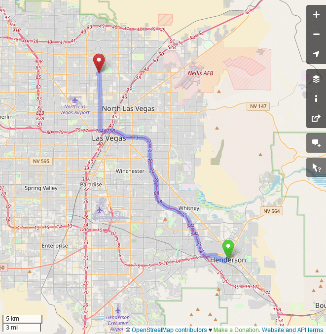 map directions from Henderson NV to Gallus Las Vegas NV