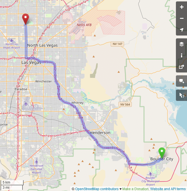 map navigation directions from Boulder City NV to Gallus Detox Las Vegas