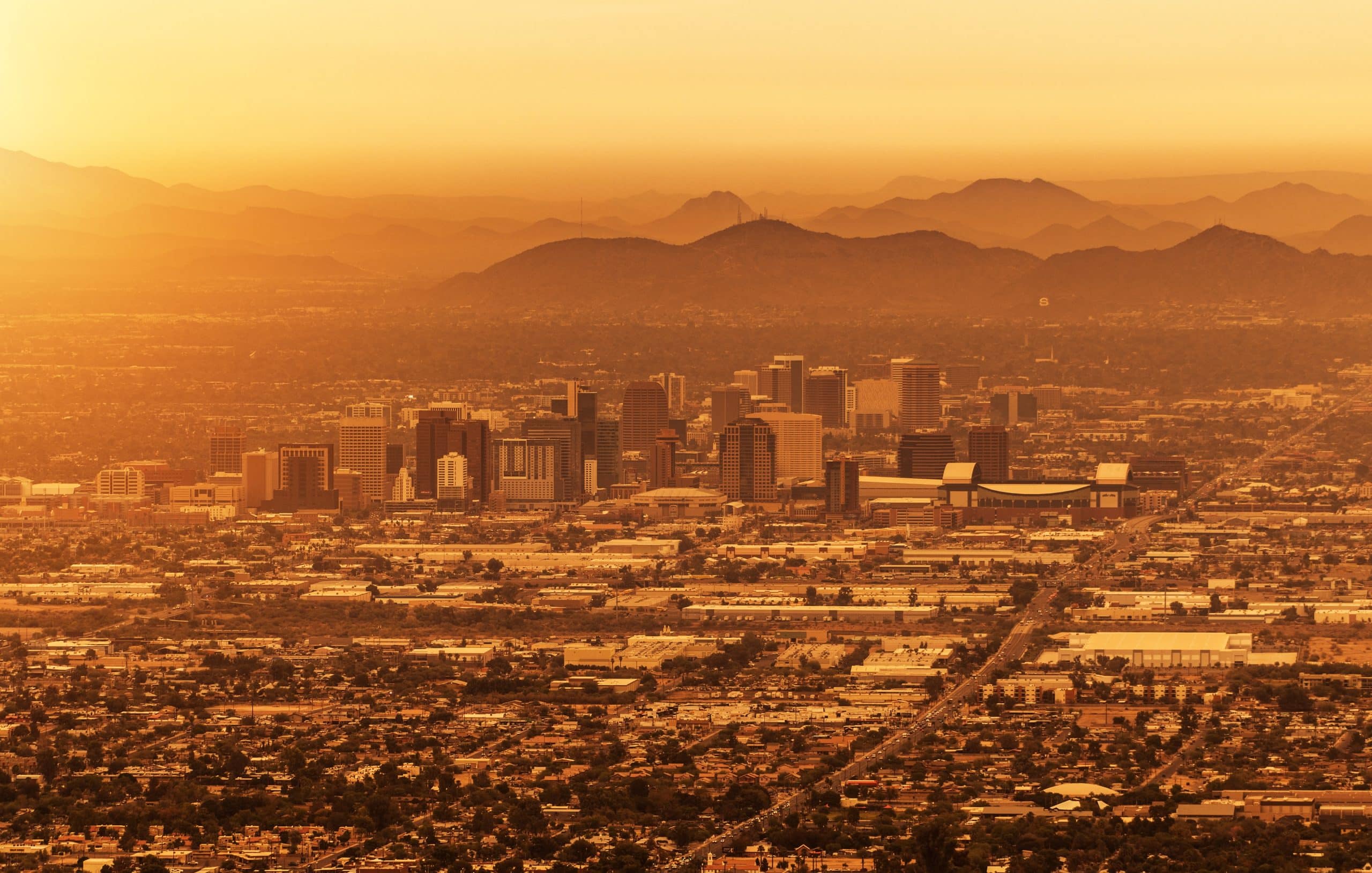 City of Phoenix Arizona Cityscape - artistic yellow orange