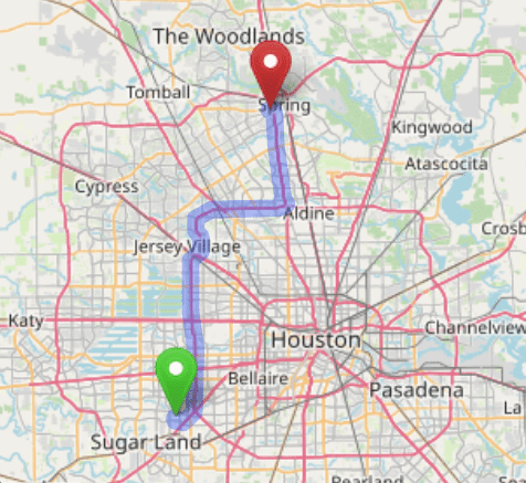 map navigation directions from Meadows Place to Gallus Detox Houston Texas