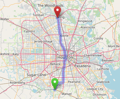 map navigation directions from Arcola to Gallus Detox Houston Texas