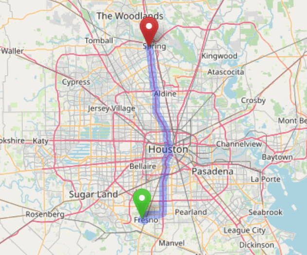 map navigation directions from Orchard to Gallus Detox Houston Texas