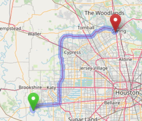 map navigation directions from Weston Lakes to Gallus Detox Houston Texas