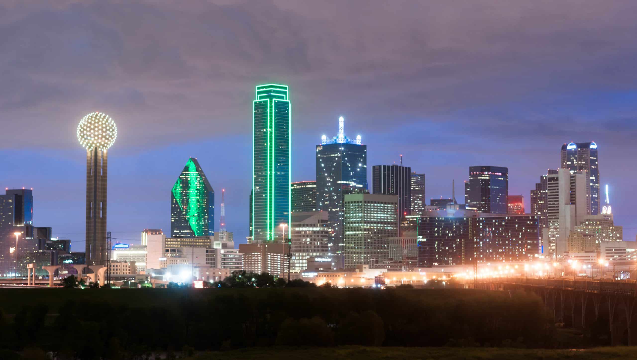 Dallas TX Skyline View Suburbs