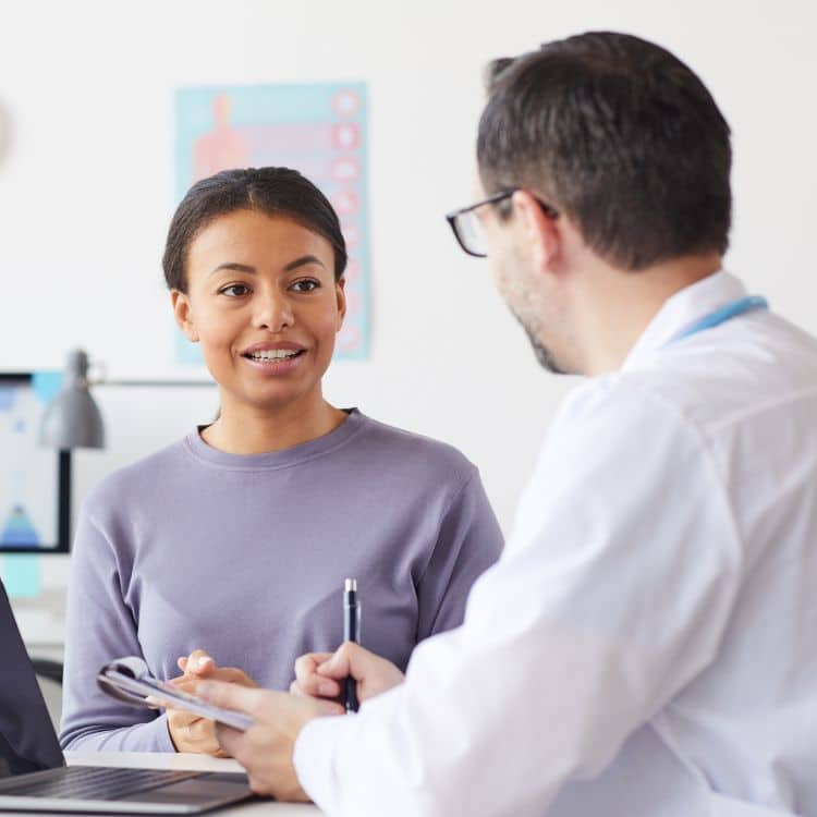 Woman visiting the doctor