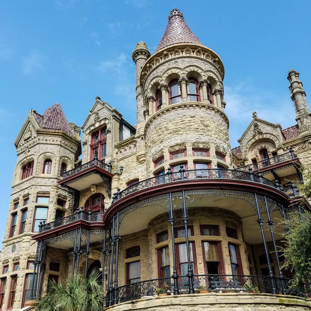 Beautiful low-angle shot of Bishop's Palace, Galveston
