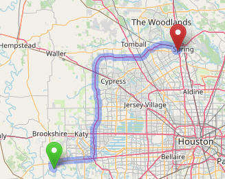 map navigation directions from Weston Lakes to Gallus Detox Houston Texas