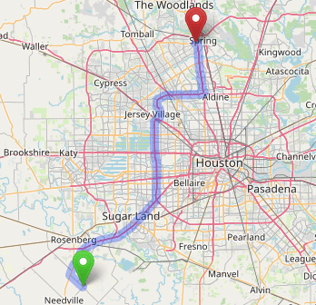 map navigation directions from Fairchilds to Gallus Detox Houston Texas