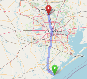 map navigation directions from Brazosport to Gallus Detox Houston Texas