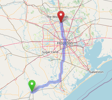 map navigation directions from Bay Town to Gallus Detox Houston Texas