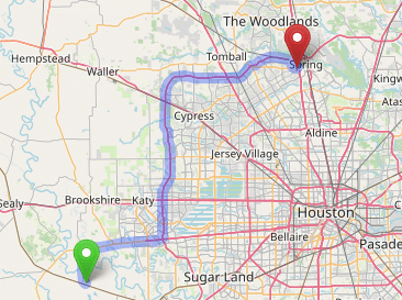 map navigation directions from Orchard to Gallus Detox Houston Texas