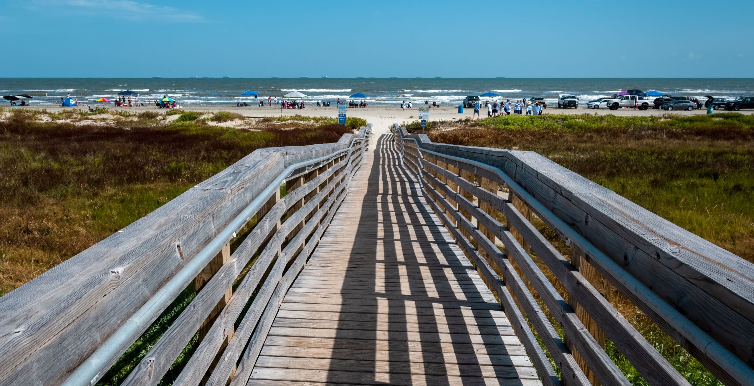 Boardwalk to East Beach on Galveston Island Texas.