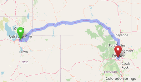 map navigation directions from Salt Lake City Utah to Gallus Detox Denver