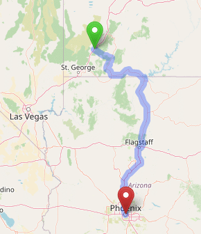 map navigation directions from Cedar City Utah to Gallus Detox Phoenix