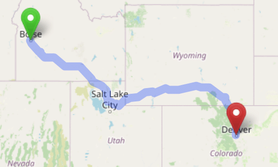 map navigation directions from Boise to Gallus Detox Denver