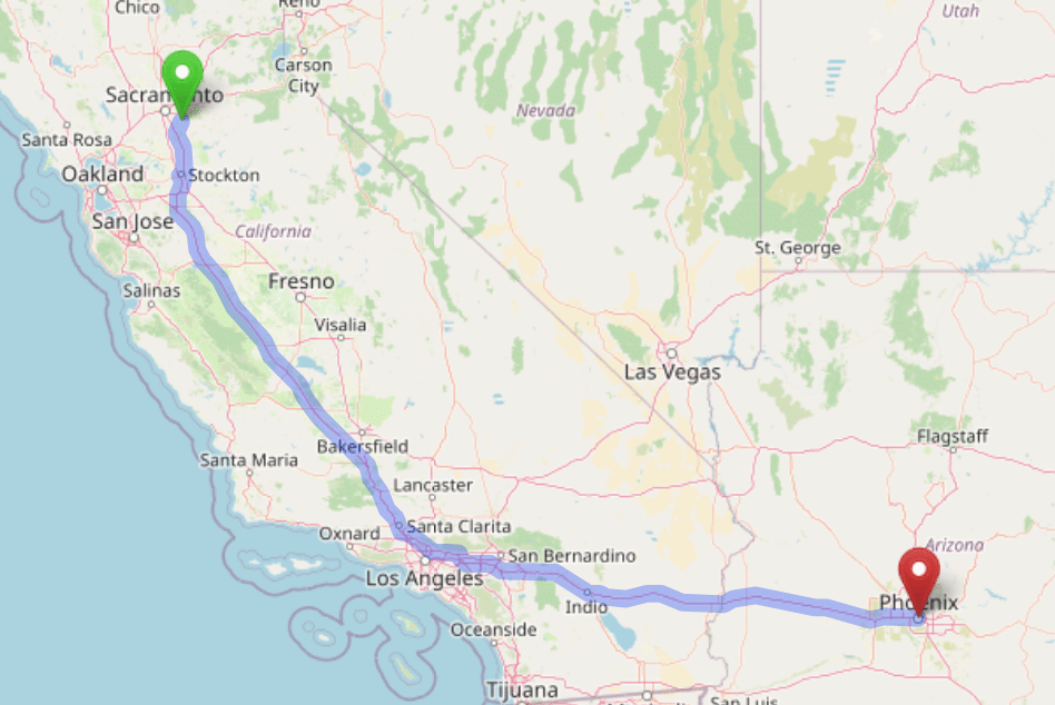 map navigation directions from Sacramento to Gallus Detox Phoenix