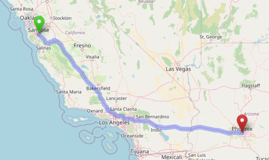 map navigation directions from San Jose to Gallus Detox Phoenix