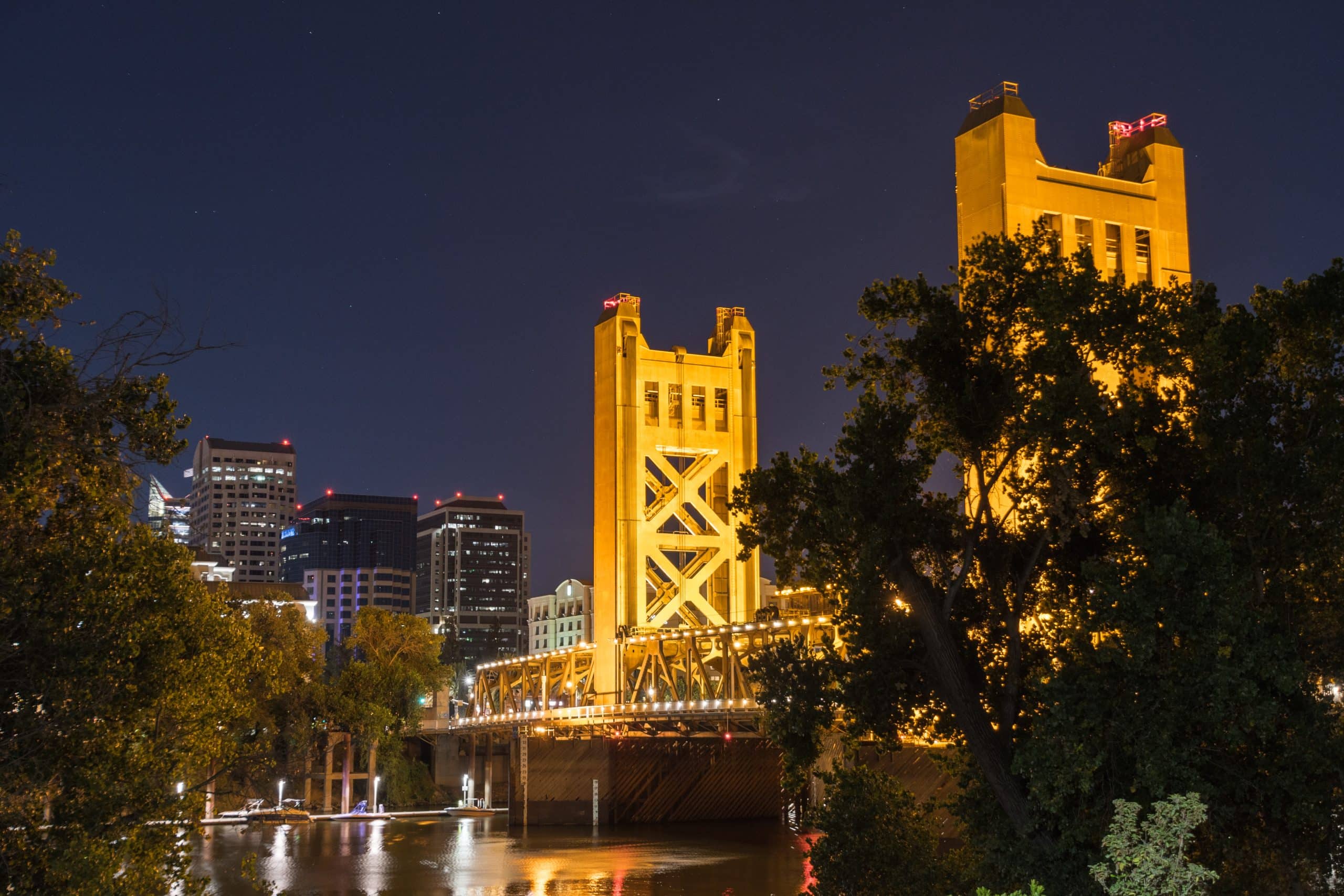 Sacramento Bridge at Night California