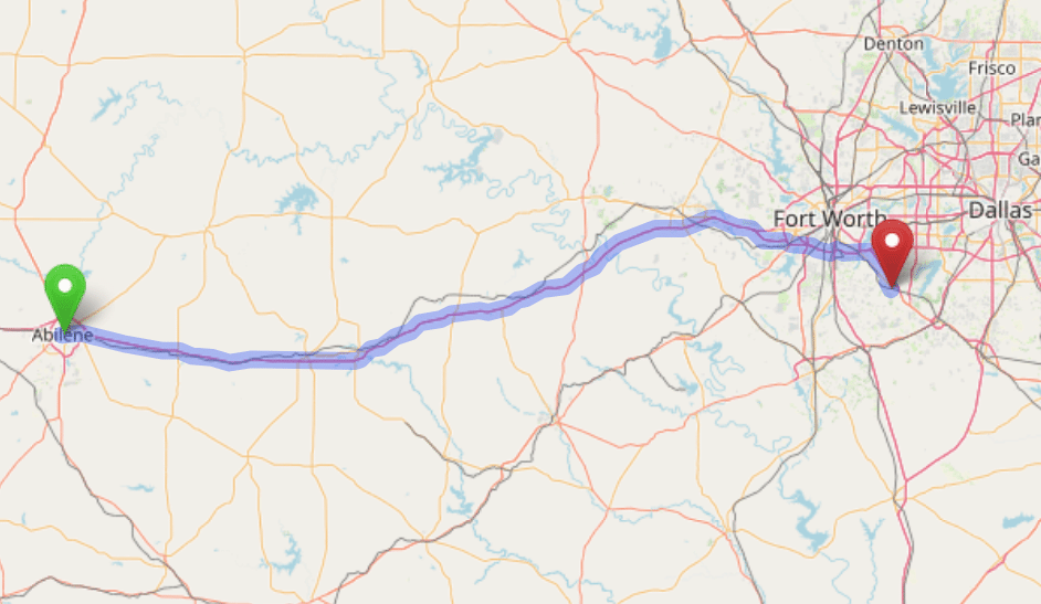 map navigation directions from AbileneTexas to Gallus Detox Dallas
