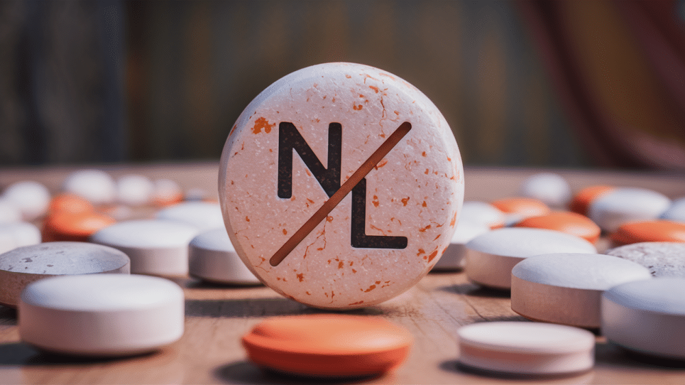 AI imagined orange and white ecstasy pill, "The Sprite NL"