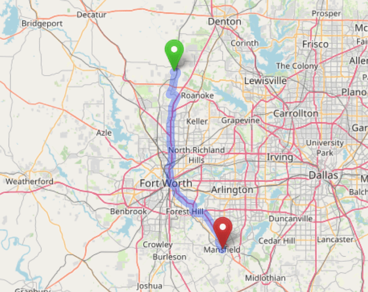 map navigation directions from Laredo Texas to Gallus Detox Dallas