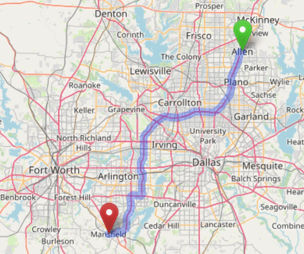 map navigation directions from Allen Texas to Gallus Detox Dallas