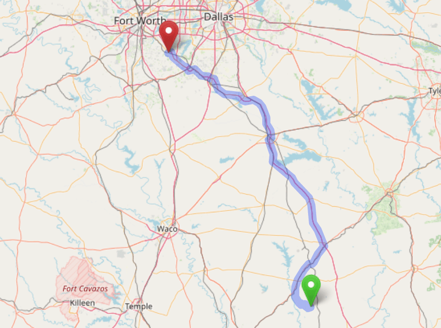 map navigation directions from Pharr Texas to Gallus Detox Dallas