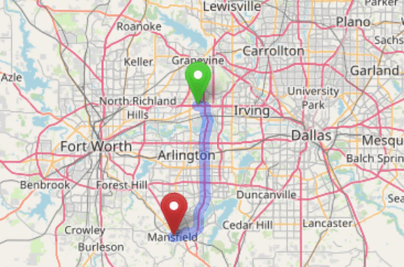 map navigation directions from Euless Texas to Gallus Detox Dallas