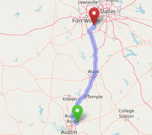 map navigation directions from Hutto Texas to Gallus Detox Dallas