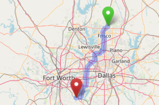 map navigation directions from Prosper Texas to Gallus Detox Dallas