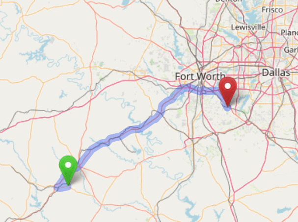 map navigation directions from Schertz Texas to Gallus Detox Dallas