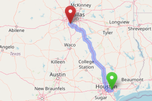 map navigation directions from Channelview Texas to Gallus Detox Dallas