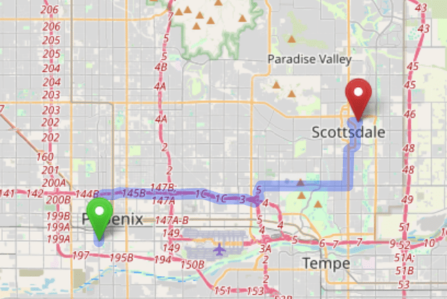 map navigation directions from Buckeye AZ to Gallus Detox Scottsdale