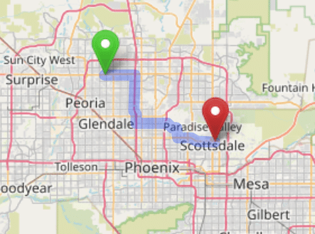 map navigation directions from Goodyear AZ to Gallus Detox Scottsdale