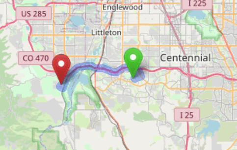 map navigation directions from Highlands Ranch to Gallus Detox Littleton CO