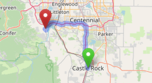 map navigation directions fromCastle Rock to Gallus Detox Littleton CO