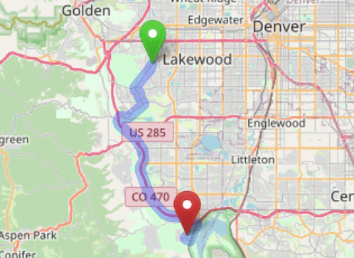 map navigation directions from Brighton to Gallus Detox Littleton CO