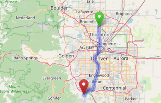 map navigation directions from Northglenn to Gallus Detox Littleton CO