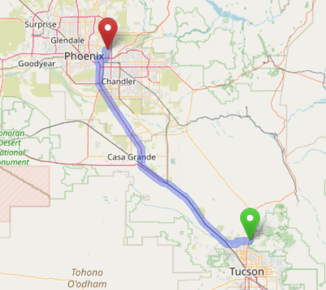map navigation directions from Bullhead City AZ to Gallus Detox Scottsdale