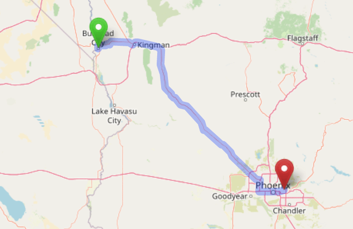 map navigation directions from Sierra Vista AZ to Gallus Detox Scottsdale