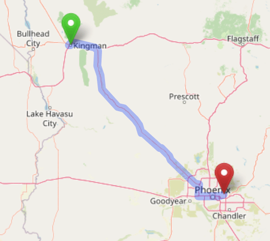 map navigation directions from Kingman AZ to Gallus Detox Scottsdale