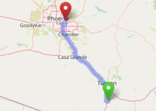 map navigation directions from Sahuarita AZ to Gallus Detox Scottsdale