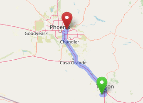 map navigation directions from Drexel Heights AZ to Gallus Detox Scottsdale