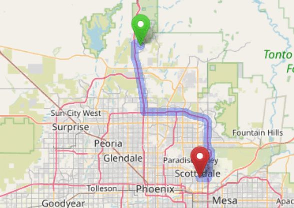 map navigation directions from Anthem AZ to Gallus Detox Scottsdale