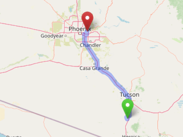 map navigation directions from Green Valley AZ to Gallus Detox Scottsdale
