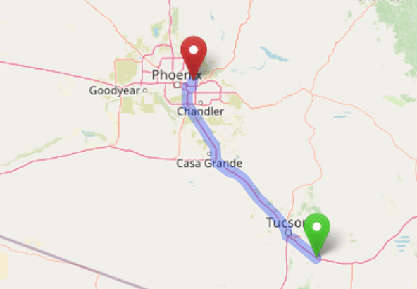 map navigation directions from Vail AZ to Gallus Detox Scottsdale