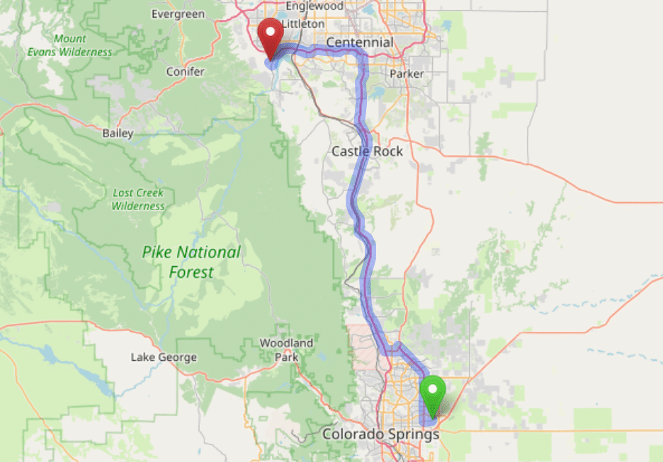 map navigation directions from Cimarron Hills to Gallus Detox Littleton CO