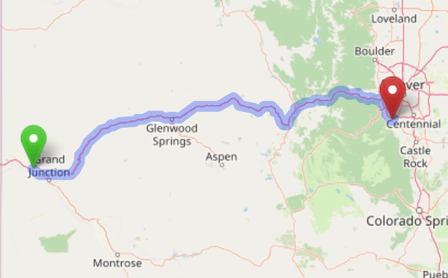 map navigation directions from Fruita to Gallus Detox Littleton CO