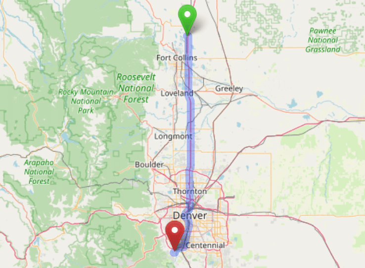 map navigation directions from Wellington to Gallus Detox Littleton CO