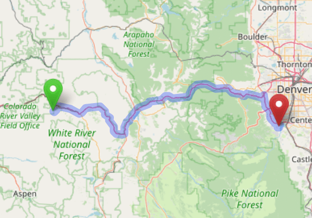 map navigation directions from Edwards to Gallus Detox Littleton CO